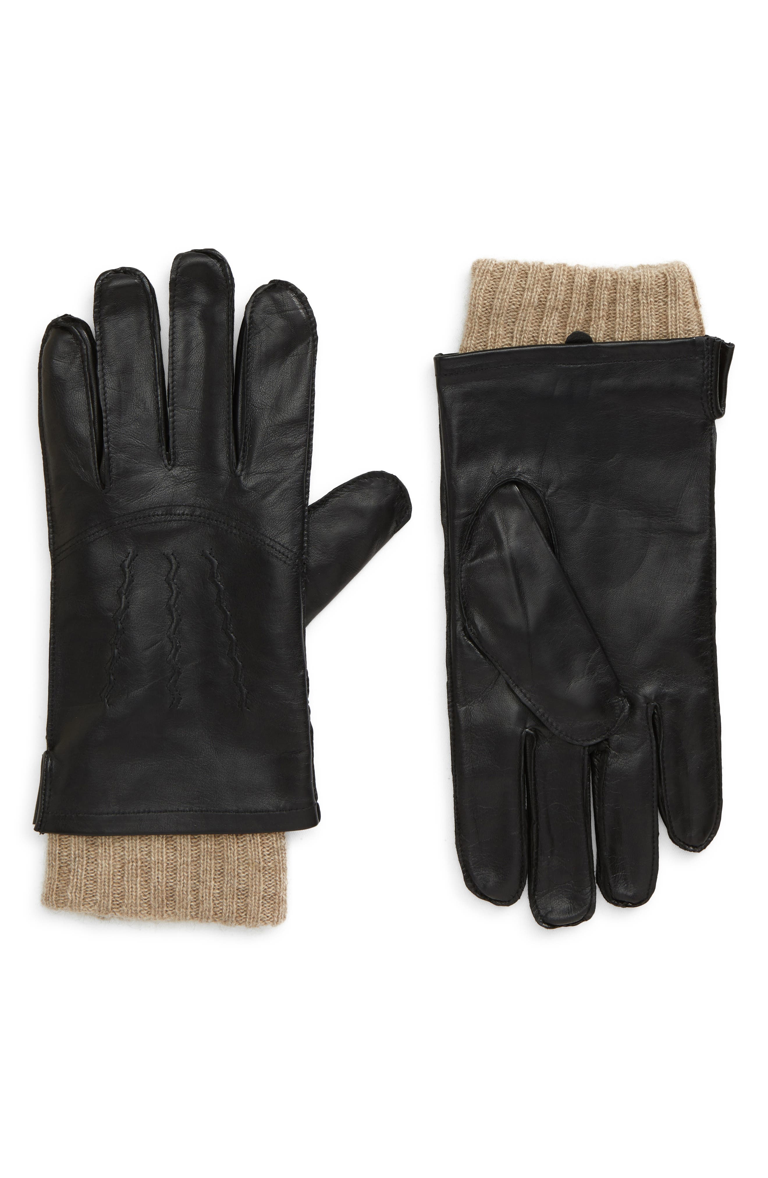 S/M NWT $89 Nordstrom Leather Gloves Cashmere Lining Sz
